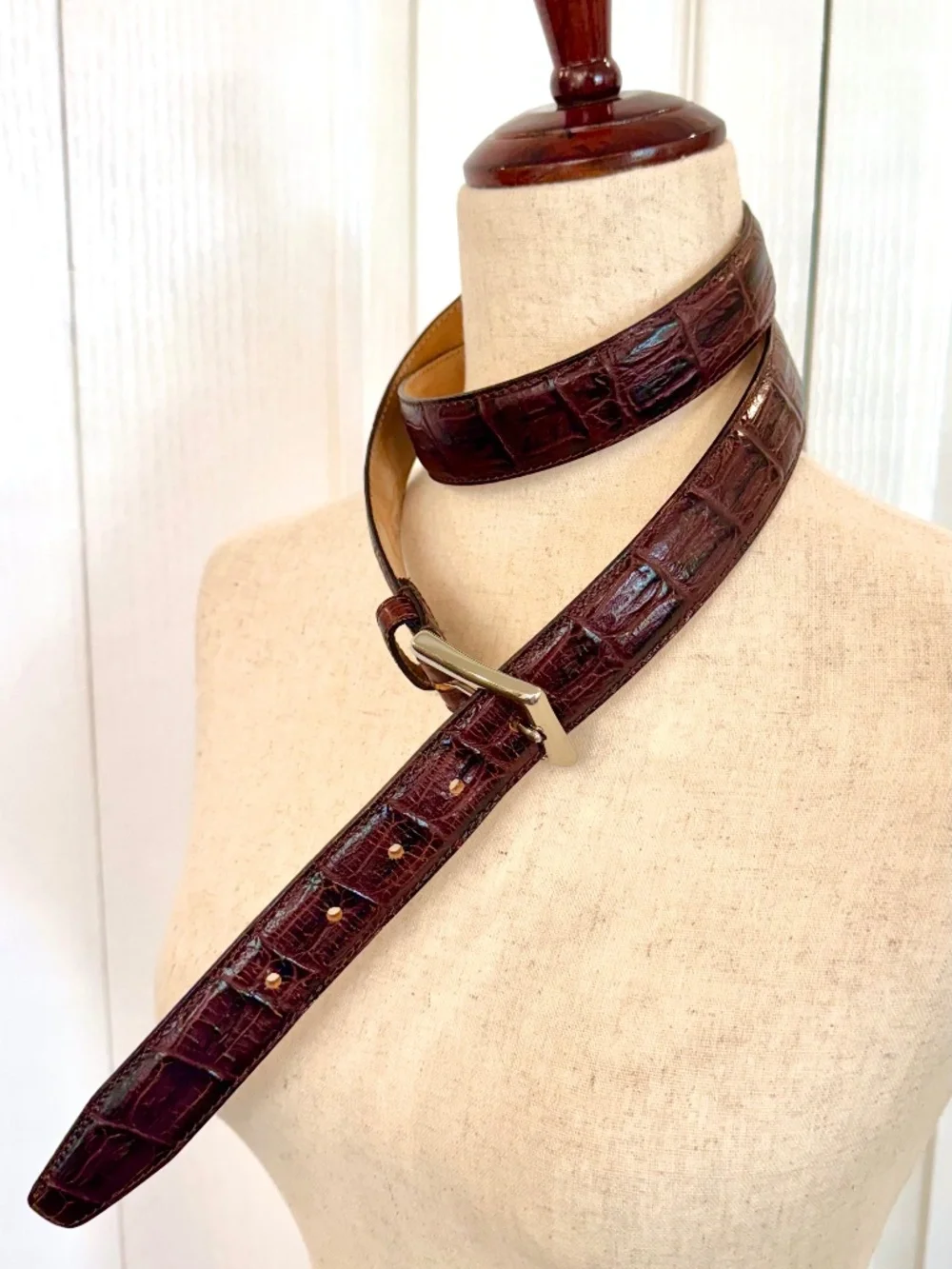 Men's L/37 Mock Alligator Leather Belt by Charles Tyrwhitt London, Made in Italy